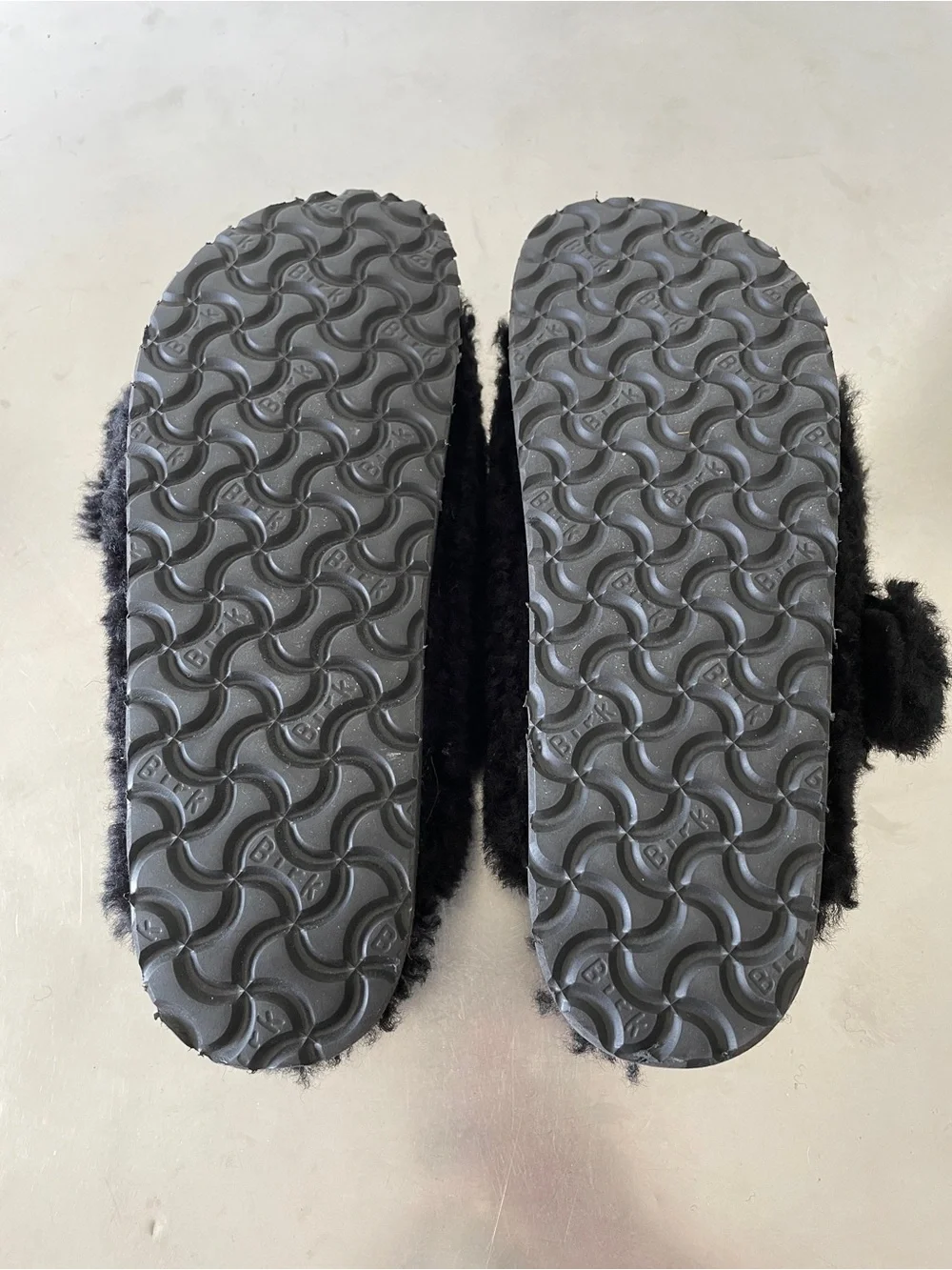 Papillo by Birkenstock Arizona Big Buckle Platform Sandals in Black Shearling